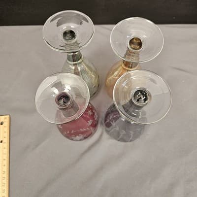 Bohemian Cut to Clear Set of 4 Cocktail Glasses Czech 6.5", 4 colors, 8oz. - Thumbnail 9