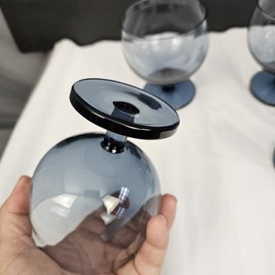 Smoke Gray Balloon Goblets Short Stem 4.5" Tall 12oz. Set of 4 - Thumbnail 5