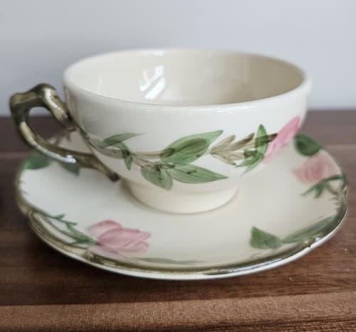 Vintage Franciscan Desert Rose 2 Large Footed Cappuccino Coffee Cups/ Saucers - Thumbnail 5