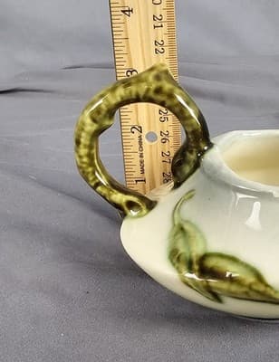 Hull Pottery Woodland Creamer & Sugar w Lid Chartreuse & Pink Glossy W27-28 USA - Thumbnail 17