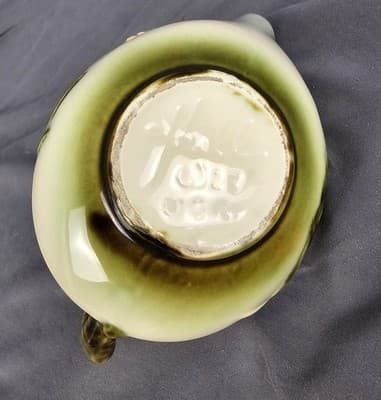 Hull Pottery Woodland Creamer & Sugar w Lid Chartreuse & Pink Glossy W27-28 USA - Thumbnail 13