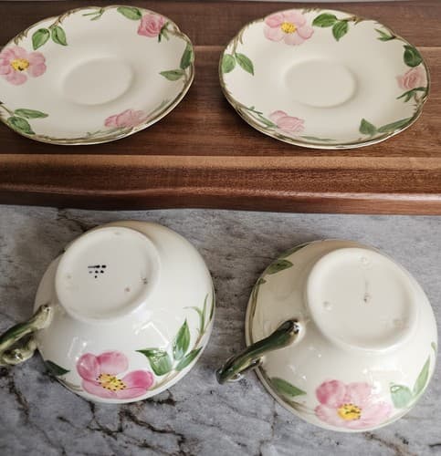Vintage Franciscan Desert Rose 2 Large Footed Cappuccino Coffee Cups/ Saucers - Thumbnail 7