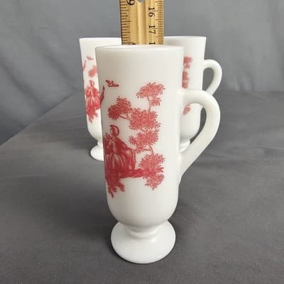 Vintage Red Avon Milk Glass Bud Vase 5" - Victorian Scene, Nice - Thumbnail 5