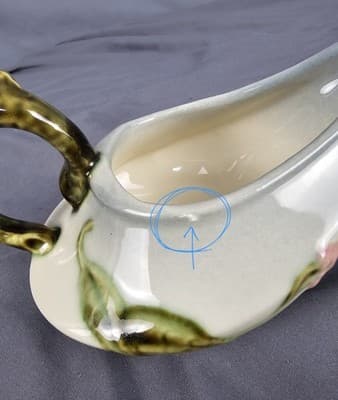Hull Pottery Woodland Creamer & Sugar w Lid Chartreuse & Pink Glossy W27-28 USA - Thumbnail 14