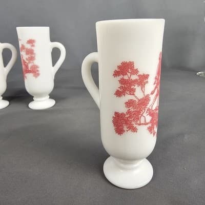Vintage Red Avon Milk Glass Bud Vase 5" - Victorian Scene, Nice - Thumbnail 2
