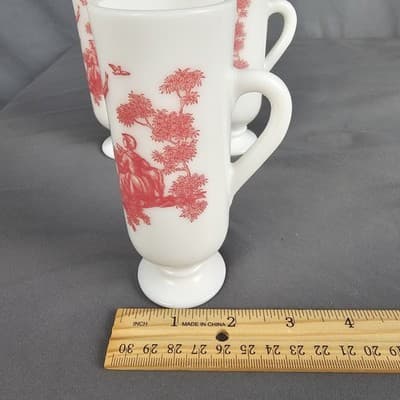 Vintage Red Avon Milk Glass Bud Vase 5" - Victorian Scene, Nice - Thumbnail 4
