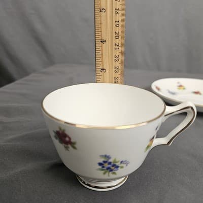 Staffordshire Crown Teacup & Saucer Flowers Fine Bone China England Floral 1801 - Thumbnail 12