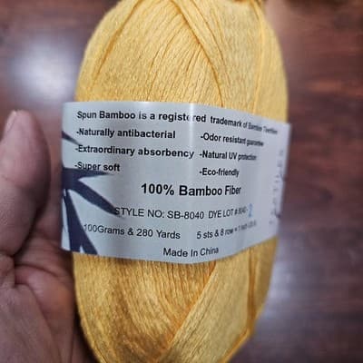 Bamboo Textiles Yarn Spun Bamboo Yellow 100gr, 280yds US6 - Thumbnail 2