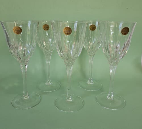 Vintage Cristal D'Arques-Durand Castle Wine/Water Glasses SET Of 5 NEW 8.5" - Thumbnail 2