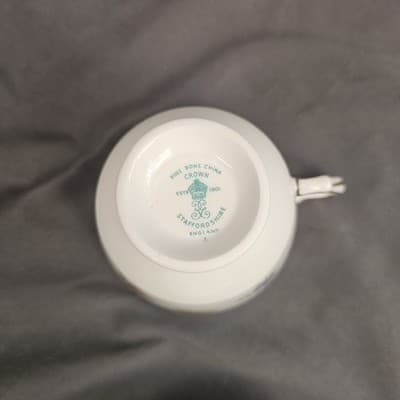 Staffordshire Crown Teacup & Saucer Flowers Fine Bone China England Floral 1801 - Thumbnail 8