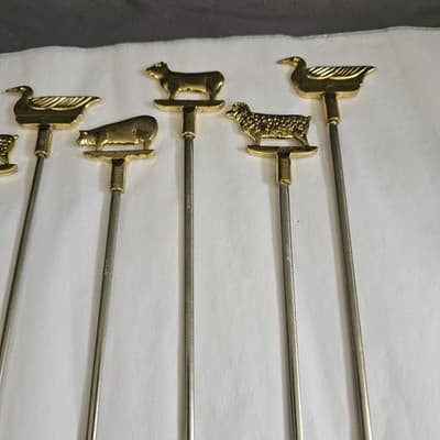 Skewers 3D Brass - Animal - Stainless Steel Whimsical (Set Of 8) Fondue - Thumbnail 2