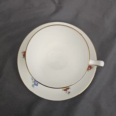 Staffordshire Crown Teacup & Saucer Flowers Fine Bone China England Floral 1801 - Thumbnail 3