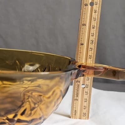Vintage Indiana Glass Grape Bowl Amber 9.5" x 12" - Thumbnail 7