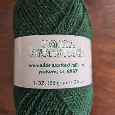 Vintage Brunswick Windspun Acrylic Sock & Fingering Yarn Dark Green 1 oz. - Thumbnail 3