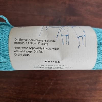Bernat Gloucerester Sport Yarn Jade 100% Cotton, 1.75oz, 110yd - Thumbnail 3