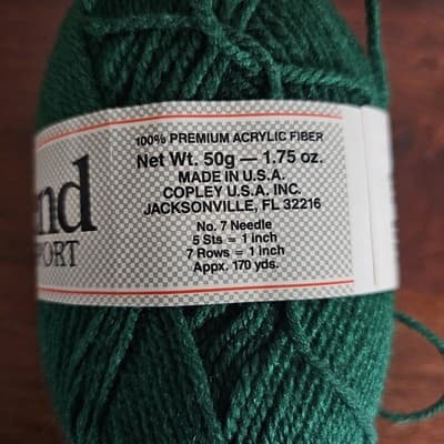 Vintage Copley Legend Sport Yarn Green Rag Acrylic 1.75oz, 170yds, US7 - Thumbnail 3