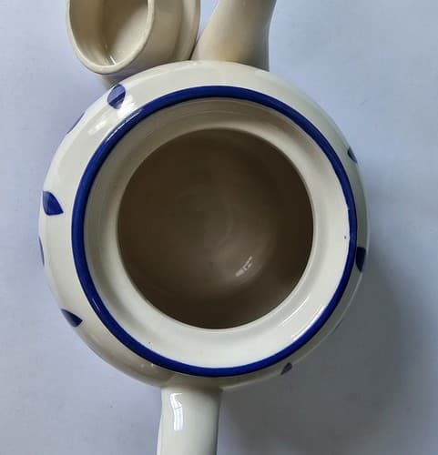 Teapot Cobalt Blue and White 5.5 Inches tall - Thumbnail 4