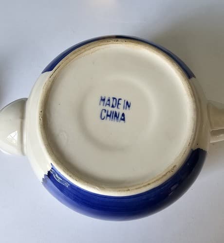 Teapot Cobalt Blue and White 5.5 Inches tall - Thumbnail 6