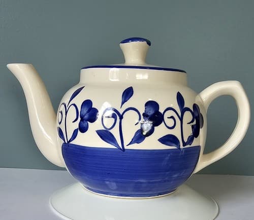 Teapot Cobalt Blue and White 5.5 Inches tall - Thumbnail 2