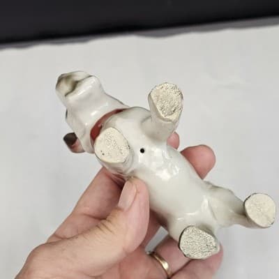 Puppy Dog Figurine Standing Collar Ceramic Porcelain Made in Japan Hand Painted - Thumbnail 4