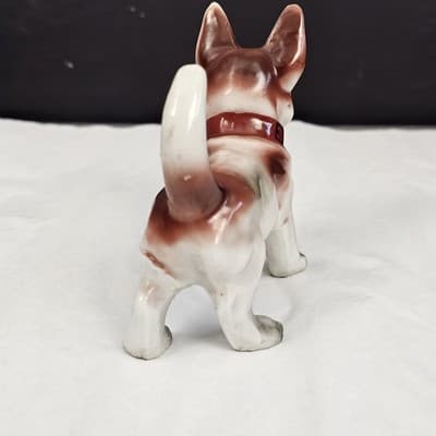 Puppy Dog Figurine Standing Collar Ceramic Porcelain Made in Japan Hand Painted - Thumbnail 5