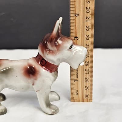 Puppy Dog Figurine Standing Collar Ceramic Porcelain Made in Japan Hand Painted - Thumbnail 7