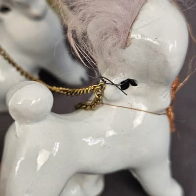 Vintage 1950s MCM Ceramic Snooty Chained Mama Poodle Family With Pink Fur - Thumbnail 13