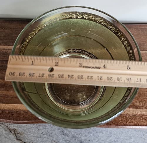 Anchor Hocking Ice Bucket Green with Gold 5" Diameter 5.5" Tall MCM - Thumbnail 5