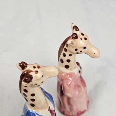 Vintage 50s Anthropomorphic Long Neck Giraffe Salt & Pepper Shakers Set 5" - Thumbnail 5