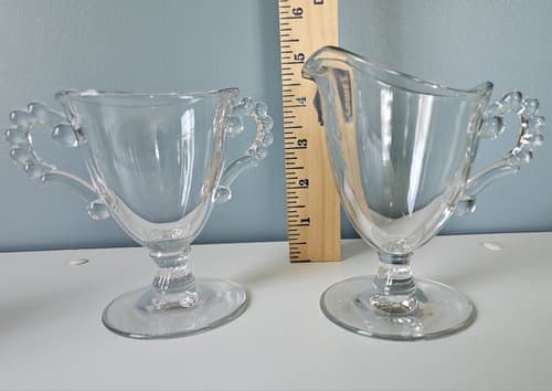 Imperial Glass Sugar And Creamer Set Candlewick Pedestal Elegant Vintage Clear - Thumbnail 4