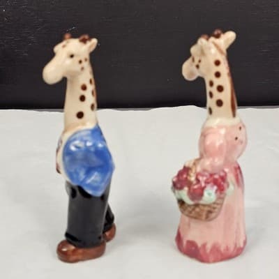 Vintage 50s Anthropomorphic Long Neck Giraffe Salt & Pepper Shakers Set 5" - Thumbnail 2