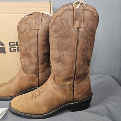 Guide Gear Men's 12" Western 2.0 Waterproof Boots, sz 9D, #738404 Leather Brown - Thumbnail 2