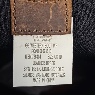 Guide Gear Men's 12" Western 2.0 Waterproof Boots, sz 9D, #738404 Leather Brown - Thumbnail 5