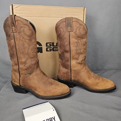 Guide Gear Men's 12" Western 2.0 Waterproof Boots, sz 9D, #738404 Leather Brown - Thumbnail 3