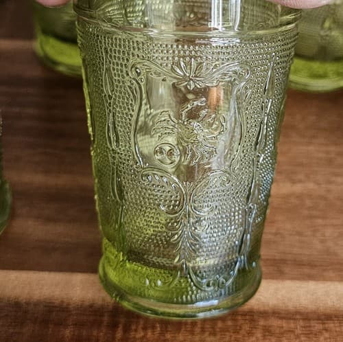 5 Vintage Imperial Glass Decorative Green Juice Glasses - Thumbnail 5