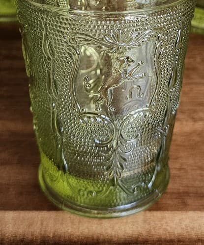 5 Vintage Imperial Glass Decorative Green Juice Glasses - Thumbnail 6