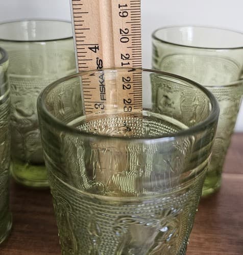 5 Vintage Imperial Glass Decorative Green Juice Glasses - Thumbnail 8