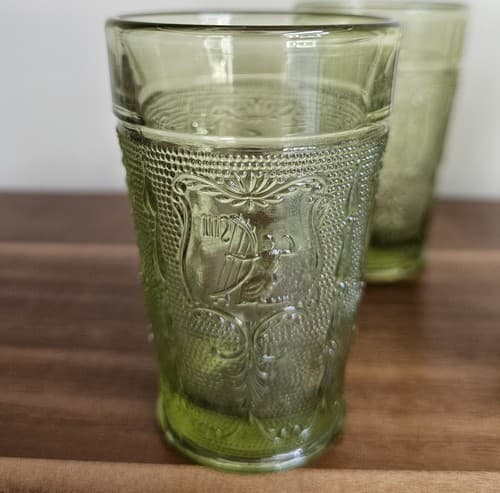 5 Vintage Imperial Glass Decorative Green Juice Glasses - Thumbnail 3
