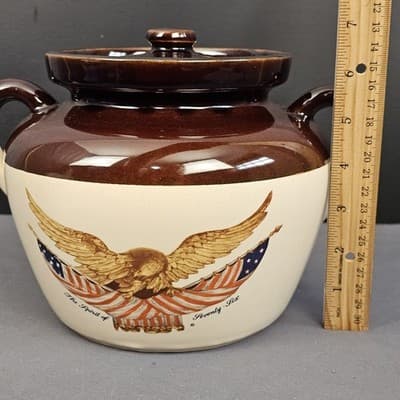 McCoy Pottery The Spirit of Seventy-Six 342 Bicentennial Bean Pot 1976 USA 2.5qt - Thumbnail 5