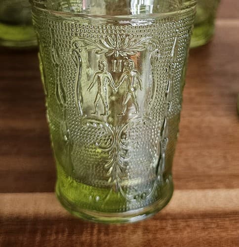 5 Vintage Imperial Glass Decorative Green Juice Glasses - Thumbnail 4