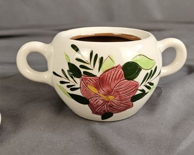 Vintage Stangl Pottery Country Garden Handpainted Red Flower Sugar Bowl - Thumbnail 2