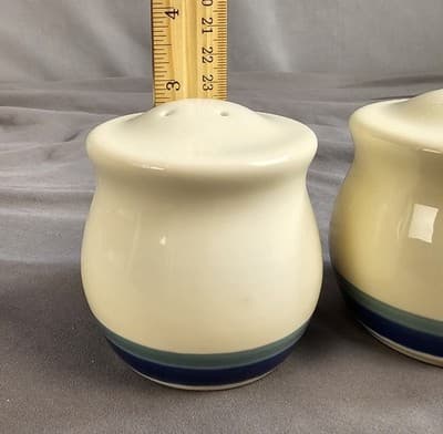 Pfaltzgraff Salt And Pepper Shakers Green Blue Stripes - Thumbnail 6