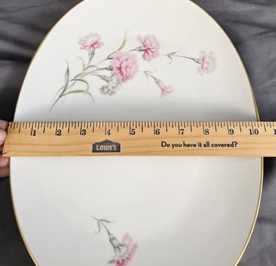 Royal Court Pink Carnation Fine China Oval Serving Platter Gold Trim 13.5" X 10" - Thumbnail 3