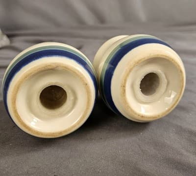 Pfaltzgraff Salt And Pepper Shakers Green Blue Stripes - Thumbnail 5