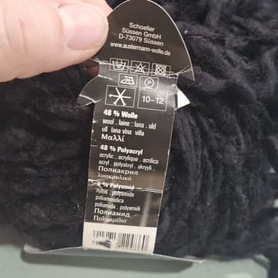 Austermann Floki Black Yarn 50g, 25m, Col 0002 Wool, Acrylic, Nylon Needle 10-12 - Thumbnail 3