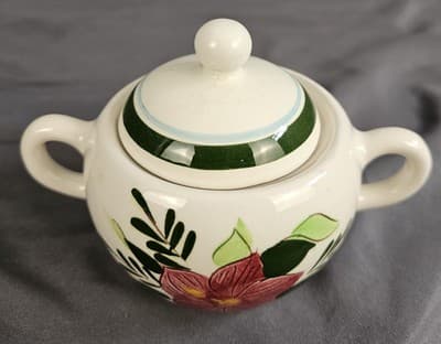 Vintage Stangl Pottery Country Garden Handpainted Red Flower Sugar Bowl - Thumbnail 3