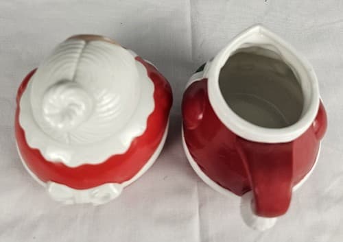 Vtg Avon Santa Mrs Claus Creamer Sugar Bowl 1983 Ceramic Retro Christmas - Thumbnail 3