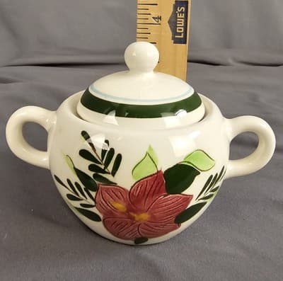 Vintage Stangl Pottery Country Garden Handpainted Red Flower Sugar Bowl - Thumbnail 9