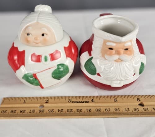 Vtg Avon Santa Mrs Claus Creamer Sugar Bowl 1983 Ceramic Retro Christmas - Thumbnail 6