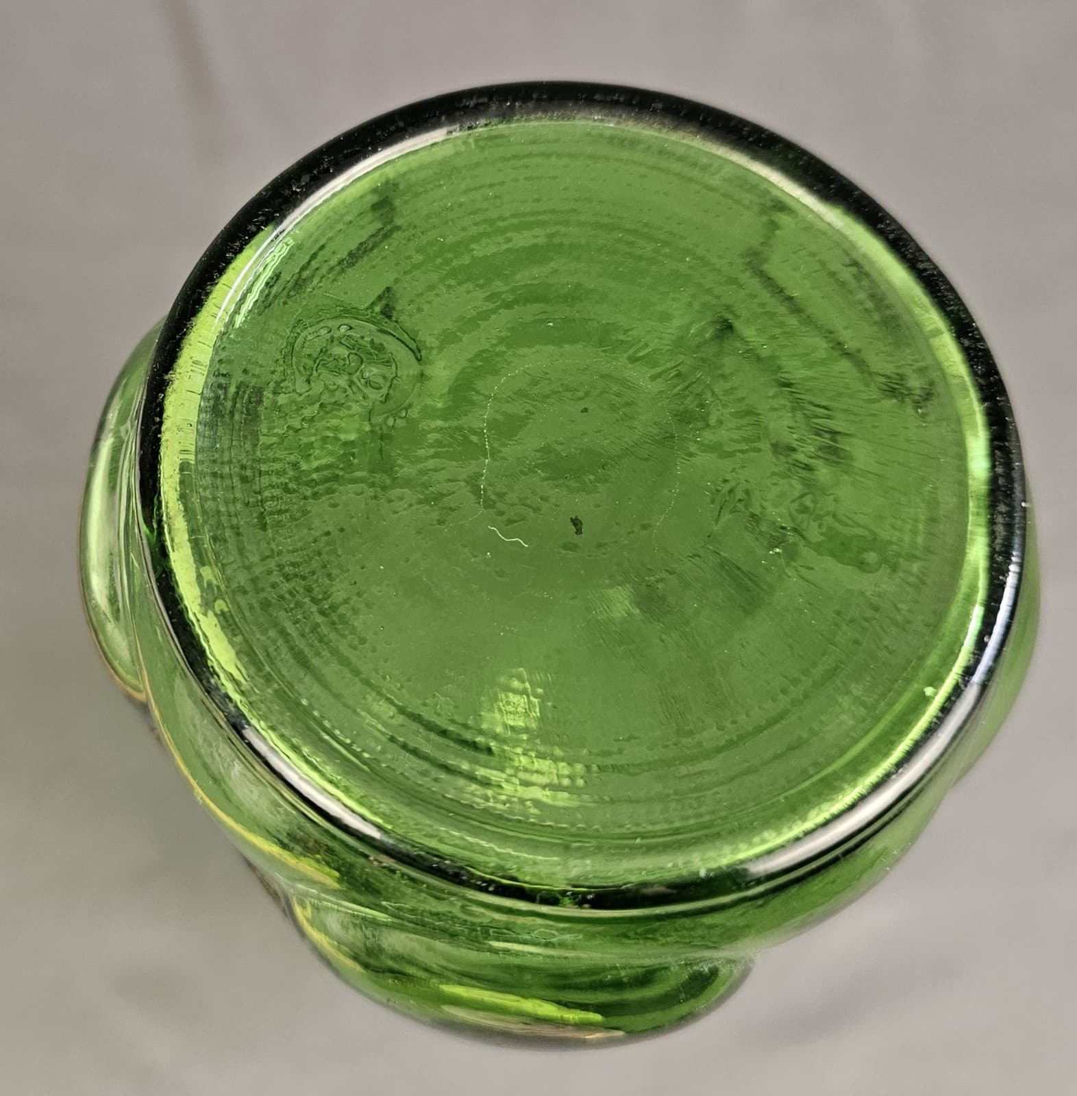 Vintage Green Glass Refrigerator Juice Water Bottle Jar 40 oz 9" Tall No Lid - Thumbnail 6